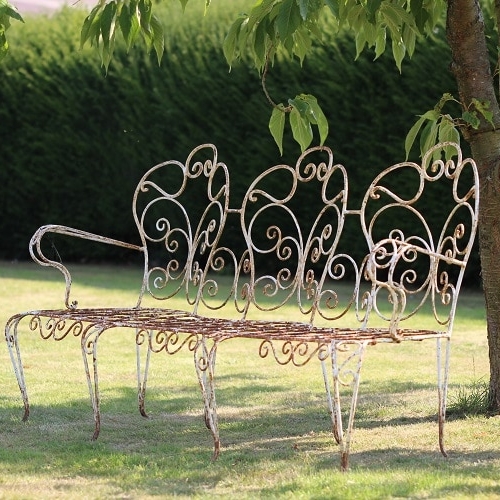 Vintage Scrolling Three-Seater Bench