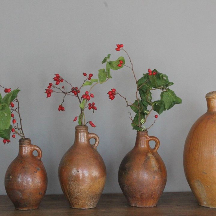 Set of antique brown pots for interior styling
