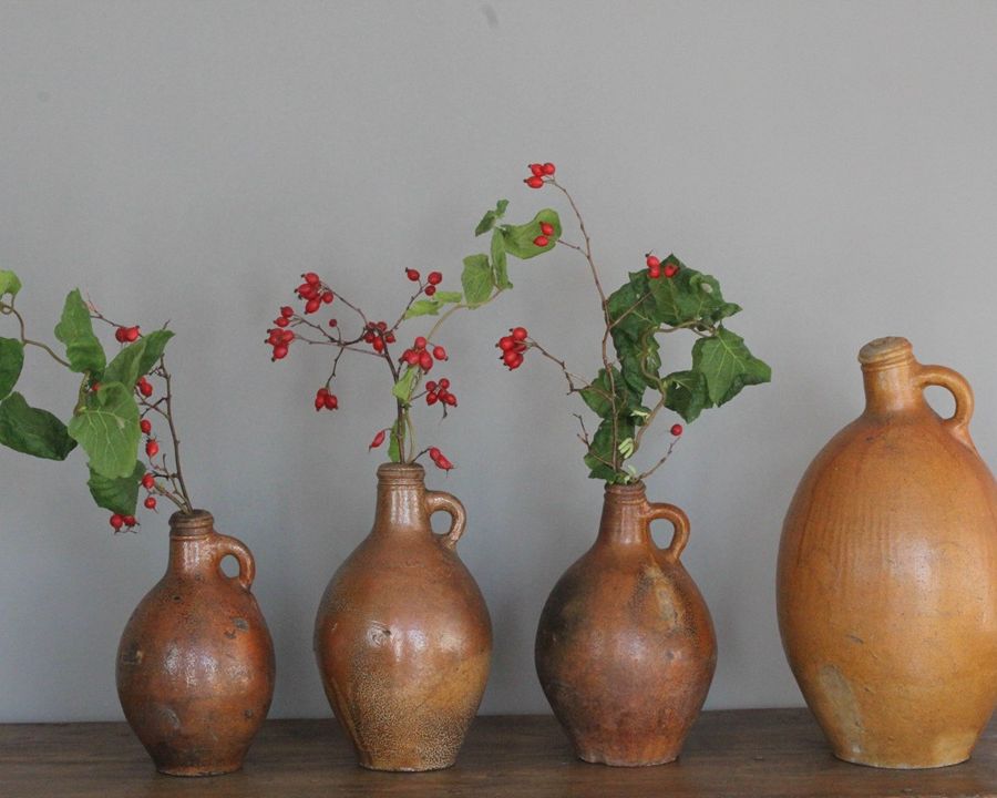Set of antique brown pots for interior styling