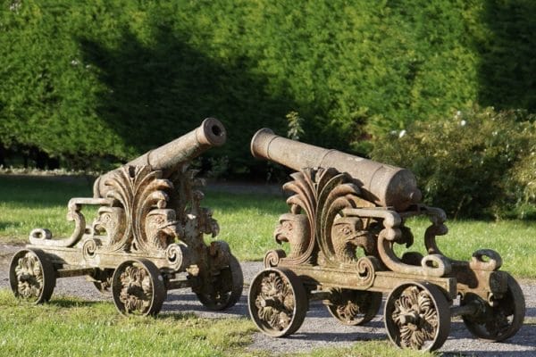 Antique, Imposing Pair of Cast Iron Garden Cannons