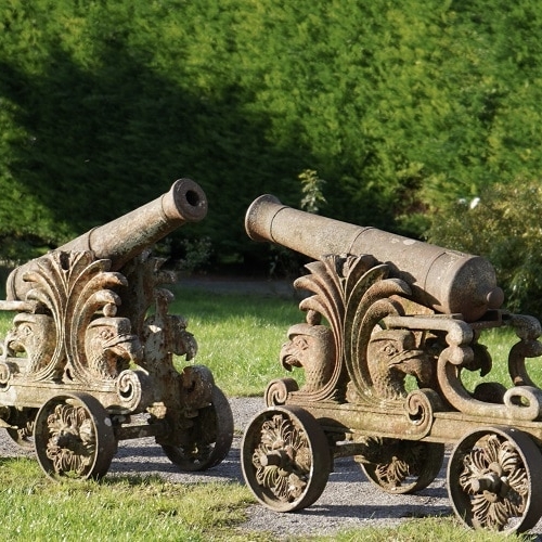 Antique, Imposing Pair of Cast Iron Garden Cannons