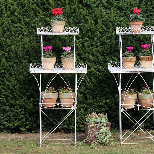 Pair Vintage Metal Wirework Garden Plant stands