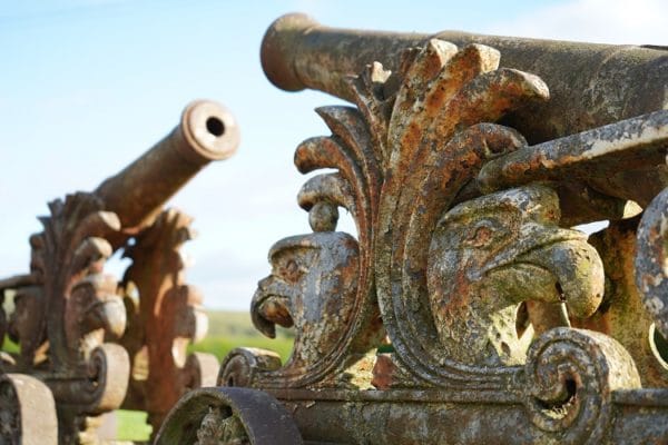 Antique, Imposing Pair of Cast Iron Garden Cannons