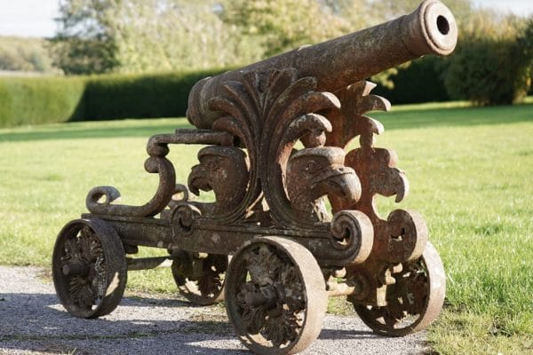 Antique, Imposing Pair of Cast Iron Garden Cannons