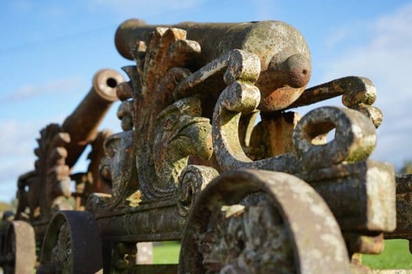 Antique, Imposing Pair of Cast Iron Garden Cannons