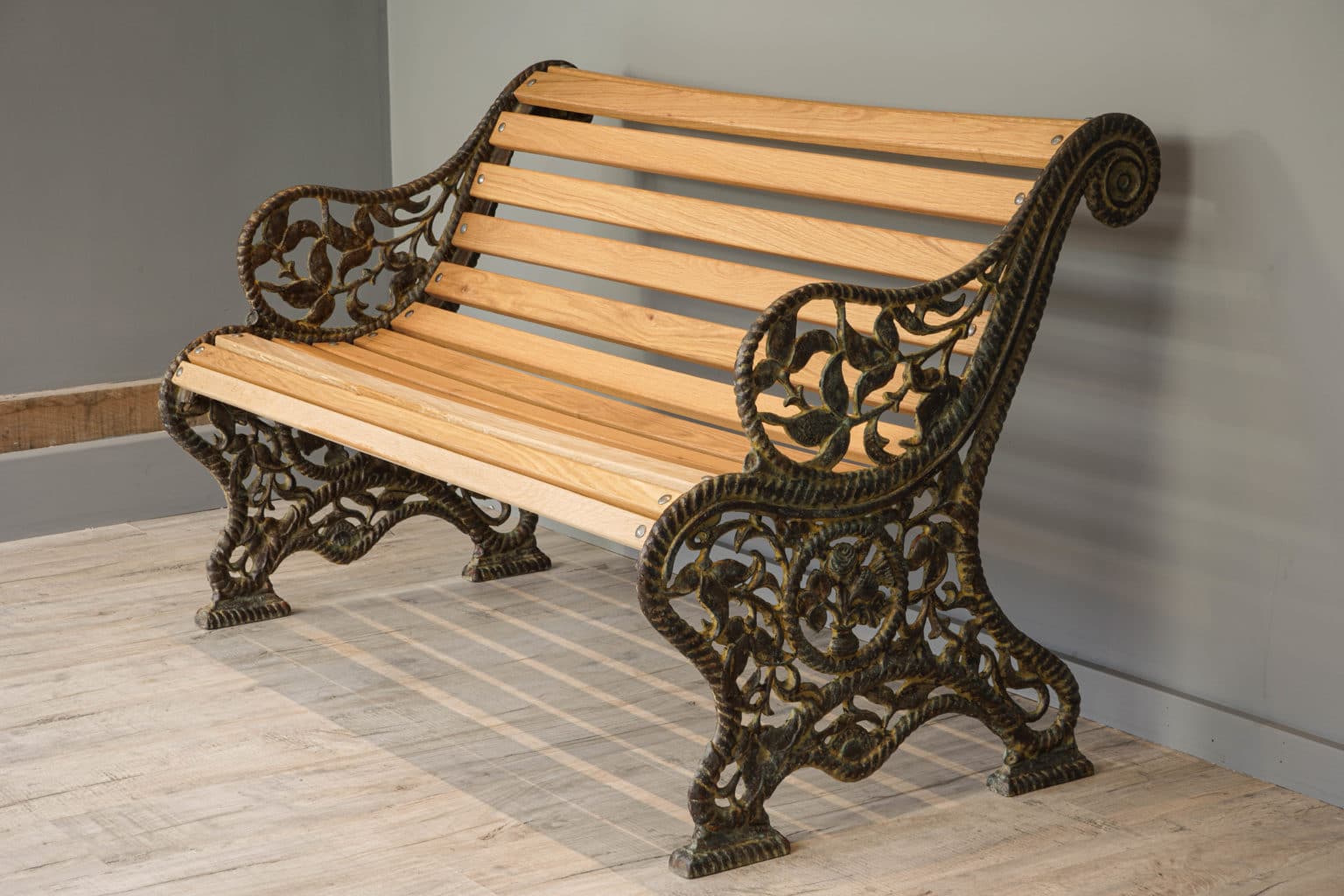 Victorian Cast Iron Bench with English Oak Bench Slats DGA by Tina Bird
