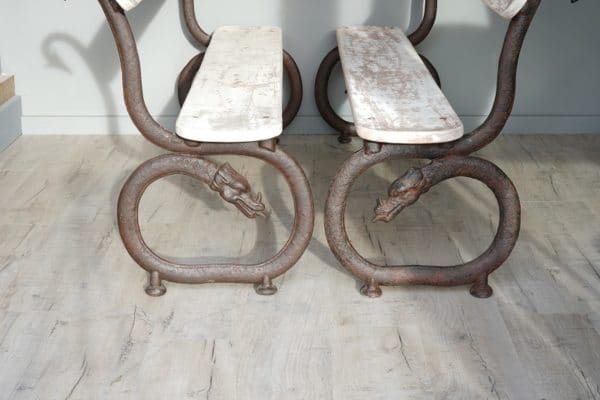 19th Century Cast Iron Serpent Bench