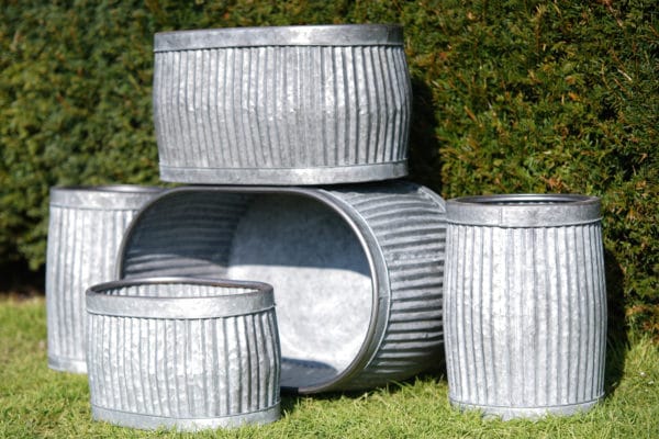Set of 5 Vintage Galvanized Planters - Image 2