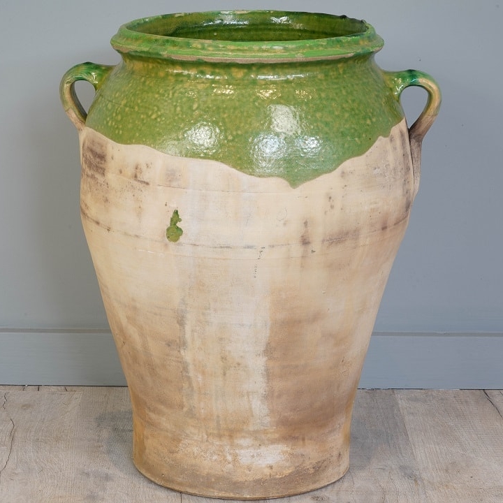 semi glazed antique French pot or vase
