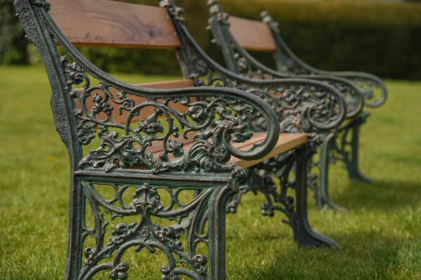 antique garden cast iron and wood slatted bench