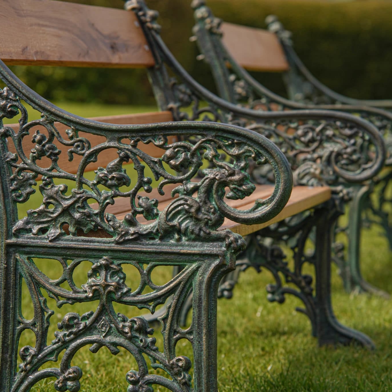antique garden cast iron and wood slatted bench
