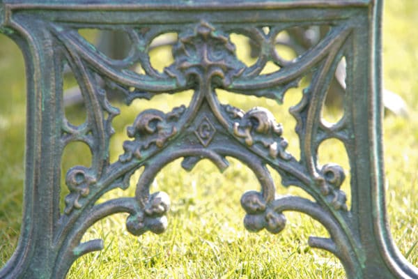 detail on antique garden bench