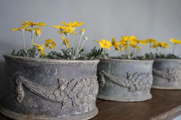 vintage small lead planters