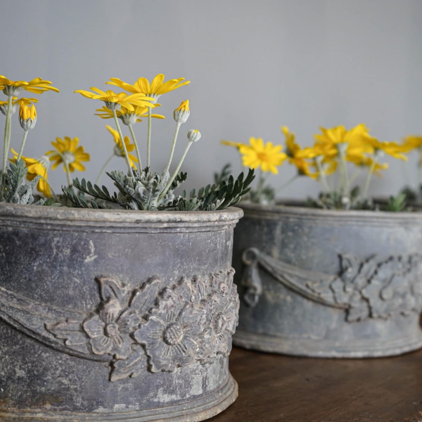 vintage small lead planters