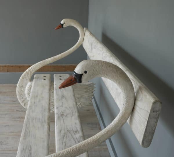 an antique Cast iron French Swan Garden Bench