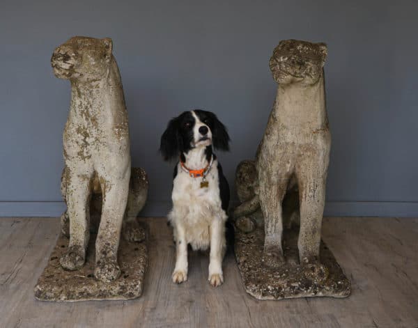 life size garden cast stone leopards