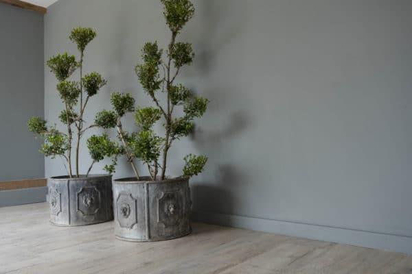 pair of vintage lead planters