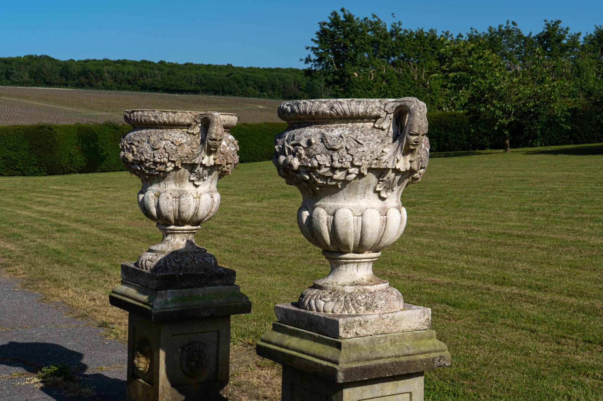 large pair of antique garden urns for sale