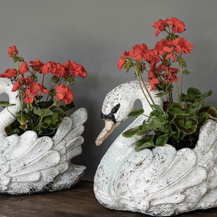 pair vintage garden swans