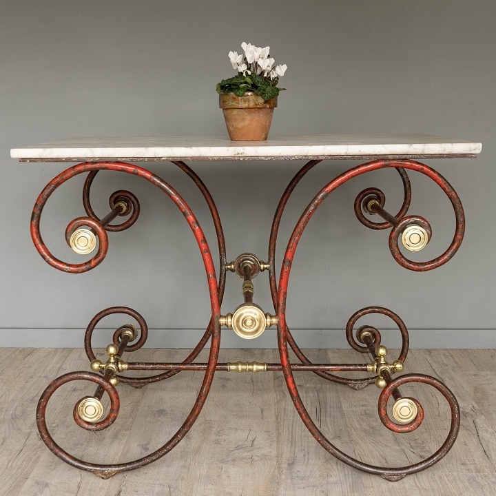 French antique cast iron and marble table