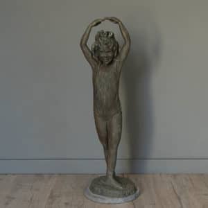 vintage bronze statue of a little ballerina girl