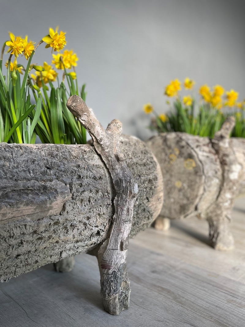 pair of garden planters faux bois