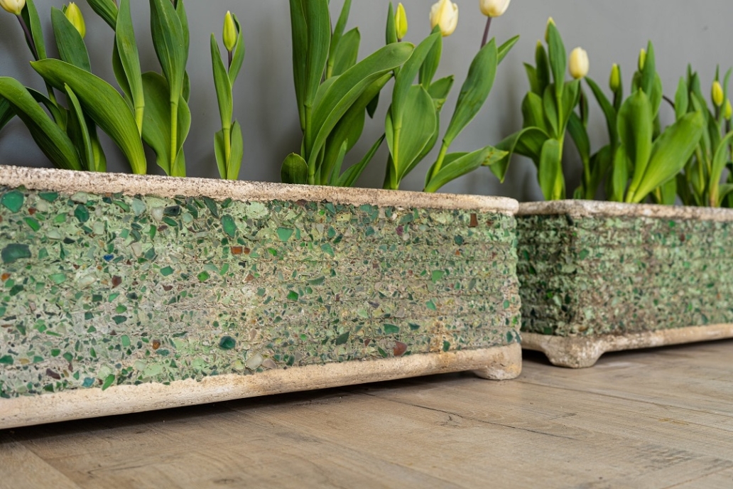 Pair of Cast Stone and Glass French Planters - DGA by Tina Bird