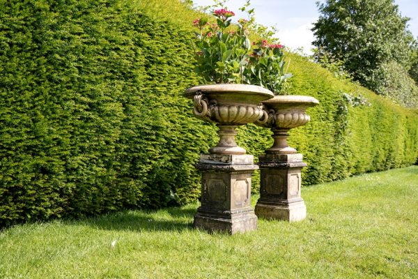 A pair of antique garden urns for sale