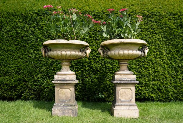 Doulton Lambeth garden urn plinths