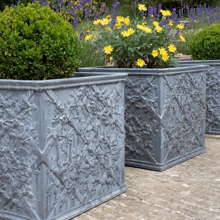 highly decorate garden lead planters for sale