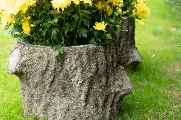 a faux bois round garden planter