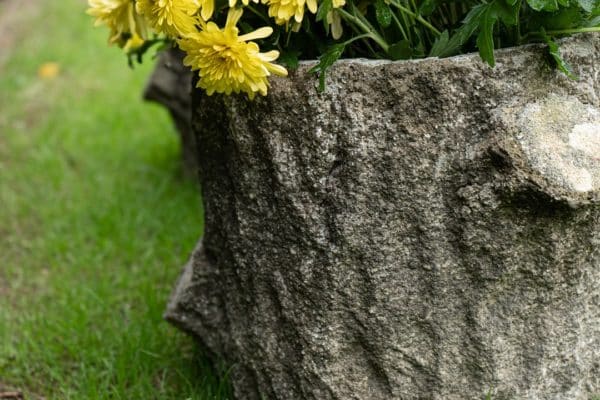 fine branch like detail on faux bois garden planter