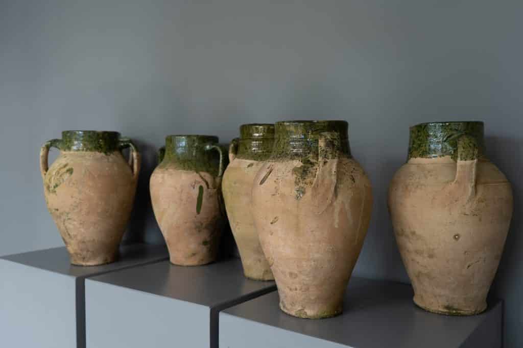 Green glazed vintage Terracotta Vases/Pots DGA by Tina Bird