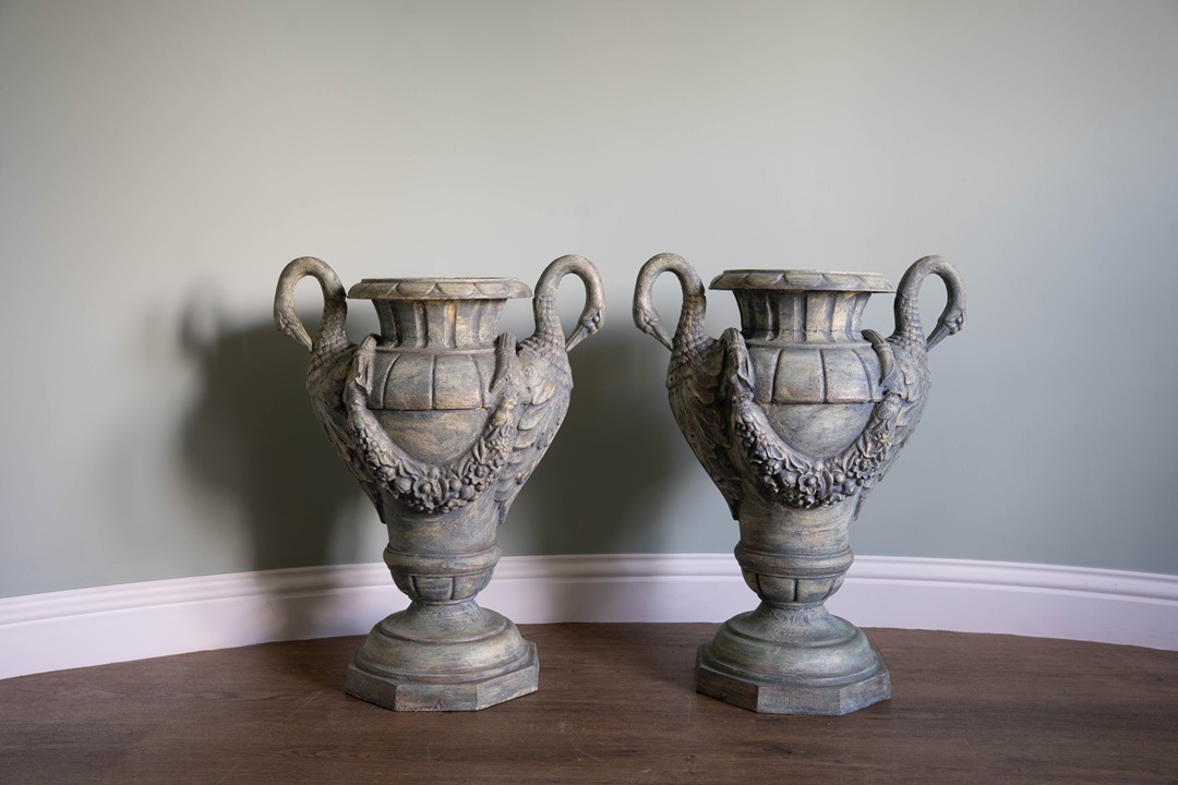 decorative floor standing antique urns for interior design