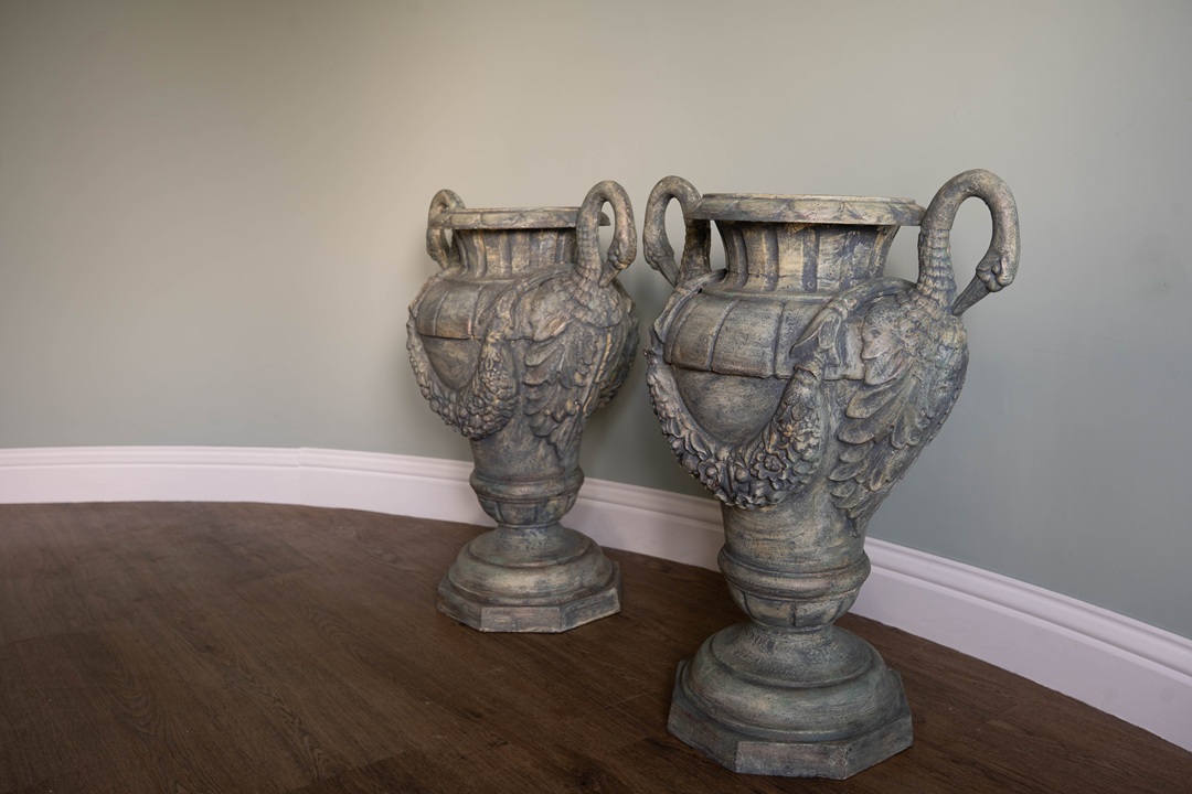 restored antique French garden urns for sale