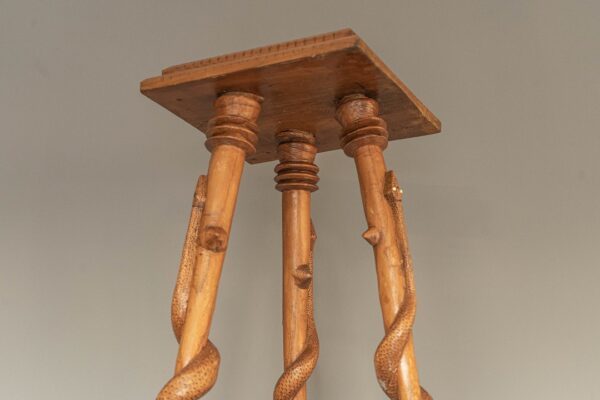 three legged antique wooden plantstand for indoors