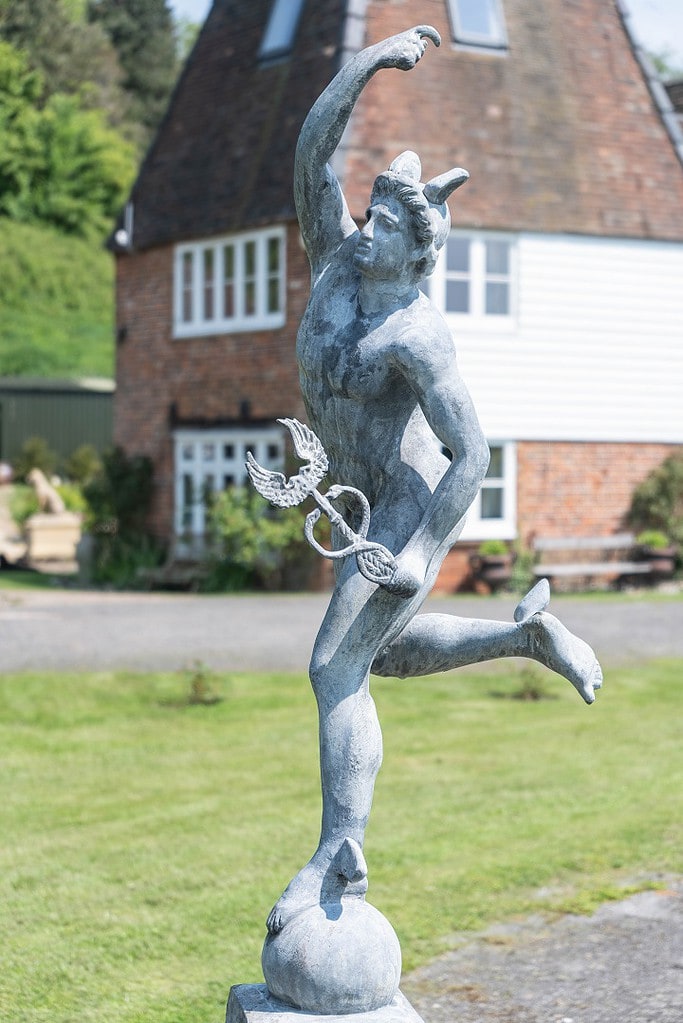 Antique Lead Garden Statue of Mercury DGA by Tina Bird