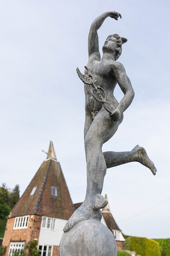 Antique Lead Garden Statue of Mercury DGA by Tina Bird