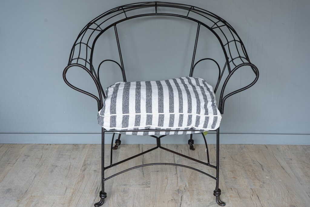 Vintage Wrought Iron Garden Chair with Cushion DGA by Tina Bird