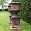 a pair of Scottish antique terracotta garden urns planters for sale