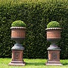 a pair of antique garden planters urns from Scotland