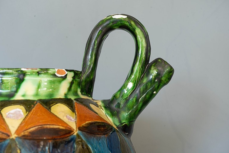 Multi coloured antique Vase or Pot DGA by Tina Bird