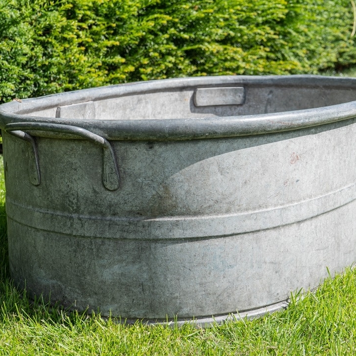 a galvanised bath tub