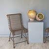 French antiques Arras chairs and yellow glazed confit pots