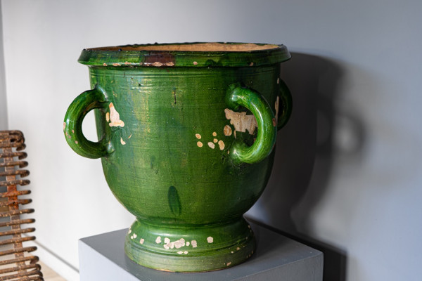 green glazed antique pottery from South of France