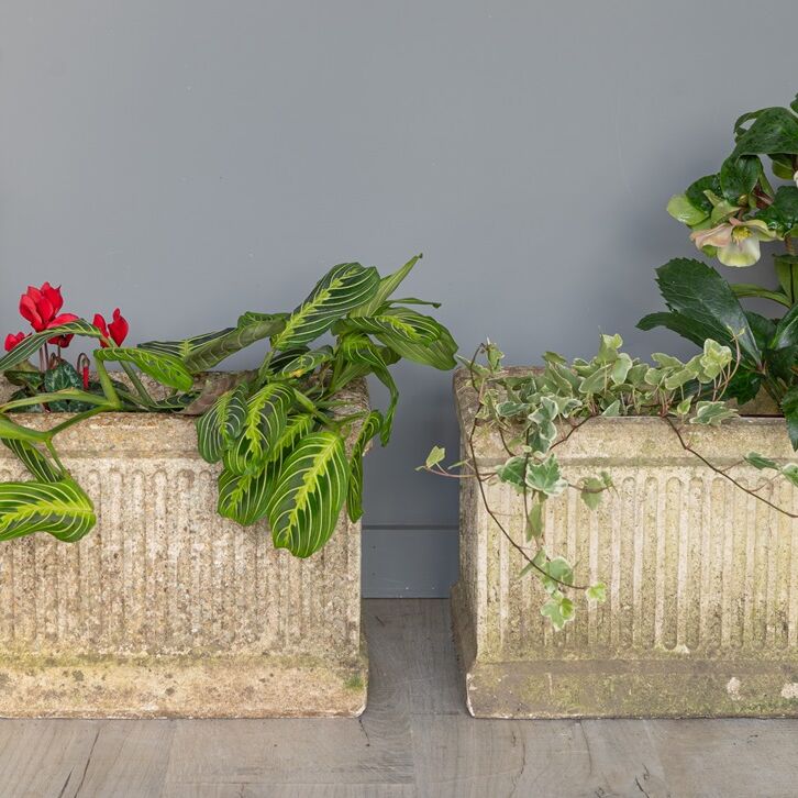 pair of vintage garden planters