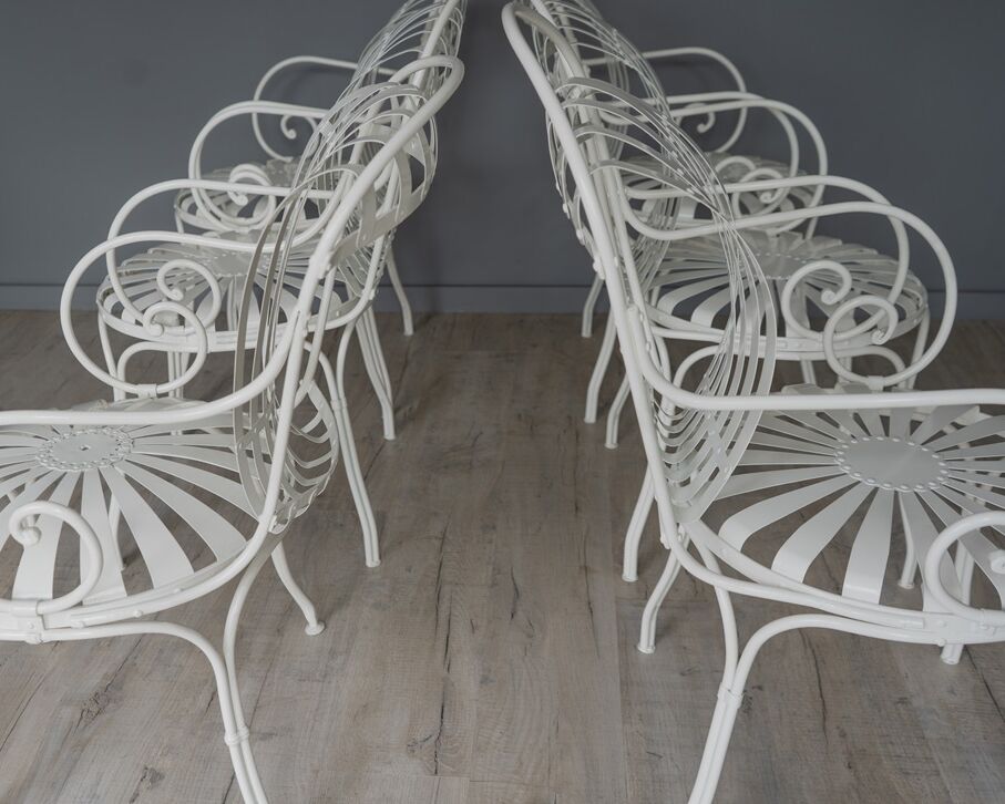 set of six antique garden chairs