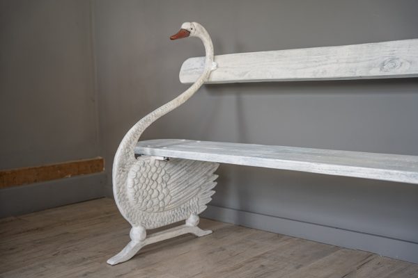 a French Swan garden bencha French Swan garden bench