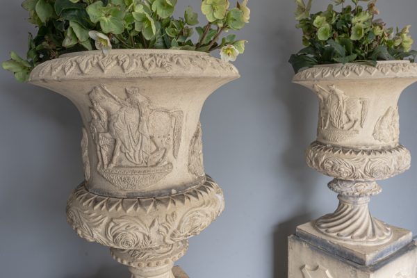A pair of antique Glazed Garden Urns