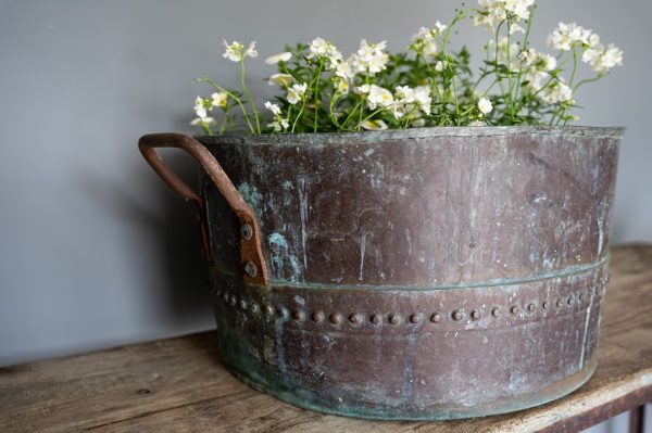 antique copper plant pot